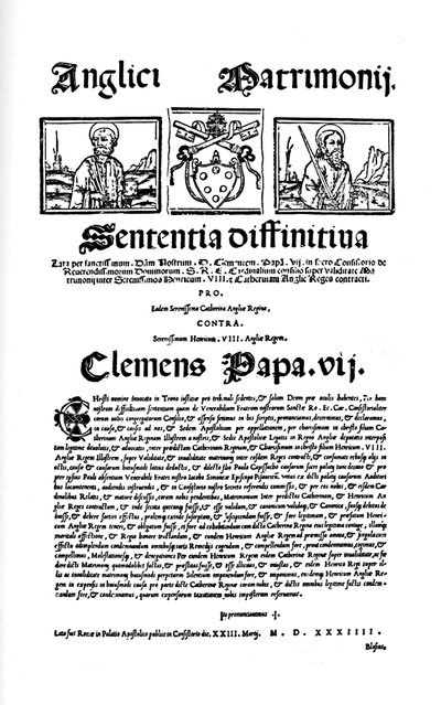 Paavi Klemens VII bulla. Henry VIII:n avioeroa vastaan, 1530, 1903 tekijältä Unbekannt
