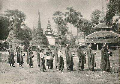 Burman Phoongyies kerää almuja, 1900. tekijältä Unbekannt