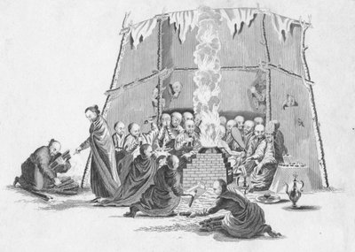 Laman ruumiin polttaminen, c1802. tekijältä Unbekannt