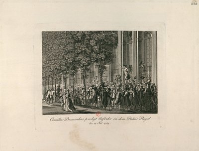 Camille Desmoulins Palais Royal Gardensissa, n. 1797-1800. tekijältä Unbekannt