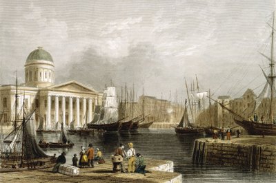 Canning Dock, Liverpool, joka näyttää Custom Housen, 1841 tekijältä Unbekannt