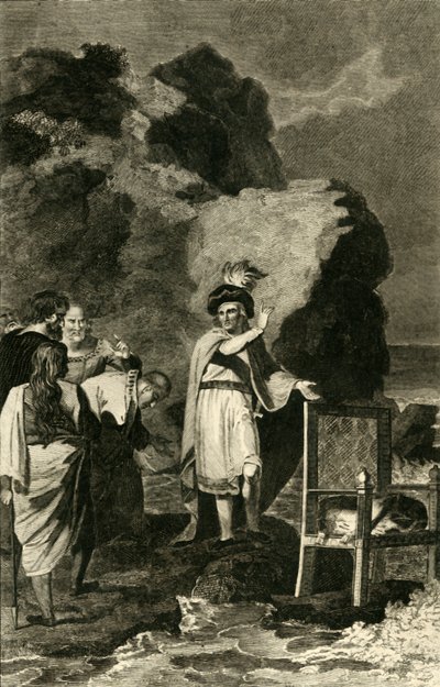 Kanuutti nuhtelee hovimiehiä, 1700-1800-luku. tekijältä Unbekannt