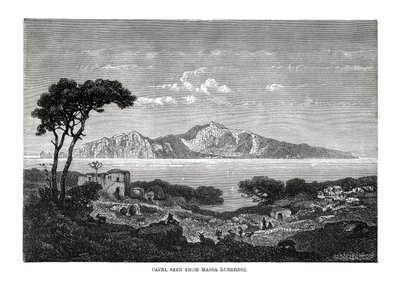 Capri nähtynä Massa Lubrensesta, Italiasta, 1879 tekijältä Unbekannt