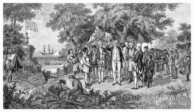 Kapteeni Cook väittää Botany Bayn, New South Walesin, Australian, 1770 1886 tekijältä Unbekannt