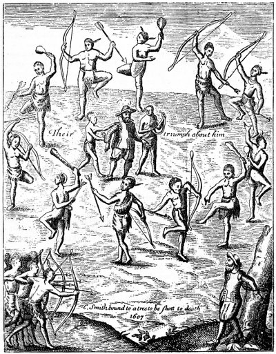 Kapteeni John Smith joutui intiaanien vangiksi, Virgina, 1607 c1880 tekijältä Unbekannt