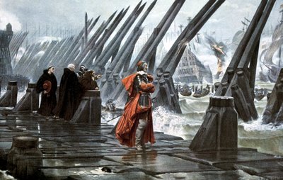 Kardinaali Richelieu La Rochellen piirityksessä, 1628 1900-luvun alussa tekijältä Unbekannt