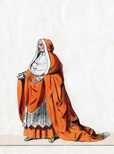 Kardinaali Wolsey, pukusuunnittelu Shakespearen näytelmään, Henry VIII, 1800-luku tekijältä Unbekannt