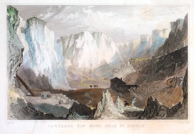 Carglaze-tinakaivos, lähellä St Austellia, Cornwall, Englanti, c1825, 1837 tekijältä Unbekannt