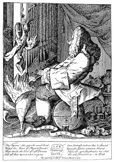 Karikatyyri George Frideric Händelistä 1685-1759, 1754 tekijältä Unbekannt