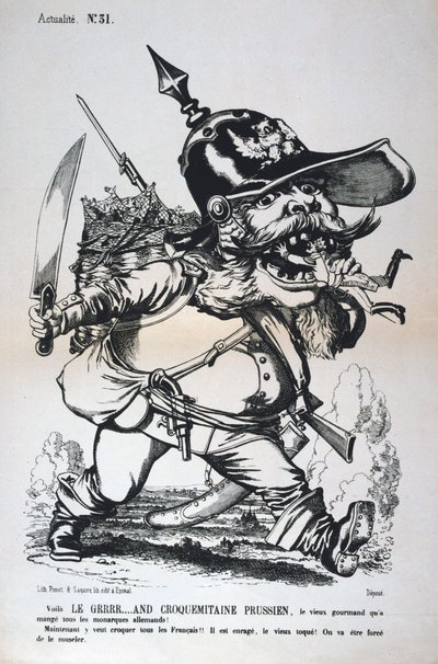 Karikatyyri Wilhelm I:stä Preussista, Ranskan ja Preussin sota, 1870-1871. tekijältä Unbekannt
