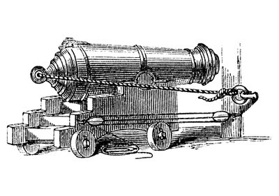 Carronade, lyhyt laivaston ammus suurella kaliiperikammiolla, kuten kranaatinheitin, c1884 tekijältä Unbekannt