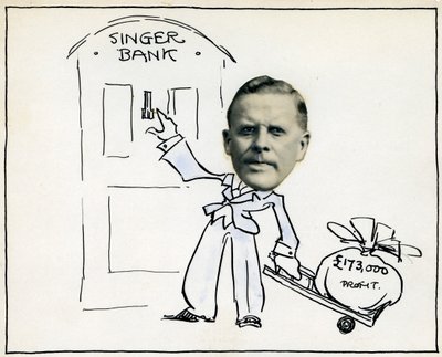 Sarjakuva toimitusjohtaja William E Bullockista, Singer & Company Ltd tekijältä Unbekannt