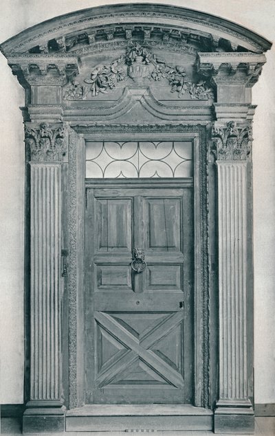 Veistetty puinen oviaukko, 1700-luvun alku, 1909 tekijältä Unbekannt