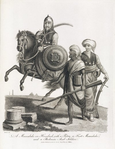 Mameluk-ratsumies ja mamelukien ja beduiinien jalkaväen sotilaat vuonna 1804 tekijältä Unbekannt