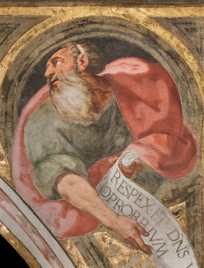 Central Nave, Plume First Span North, Rintakuva Profeetalla, Yksityiskohta, Cathedral of Santa Maria Assunta, Katedraali, Cremona, Lombardia, Italia (kuva) tekijältä Unbekannt