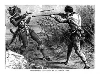 Chamberlain ja Paugus Lovewells Fightissa, 1725, 1872 tekijältä Unbekannt