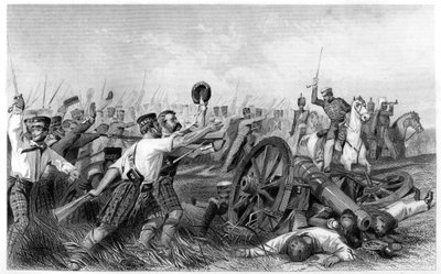 Highlanders-syytös ennen Cawnporea, kenraali Havelockin johdolla, 1857, c1860 tekijältä Unbekannt