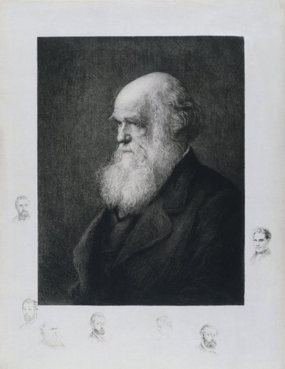 Charles Darwin, englantilainen luonnontieteilijä, n. 1860-luku tekijältä Unbekannt