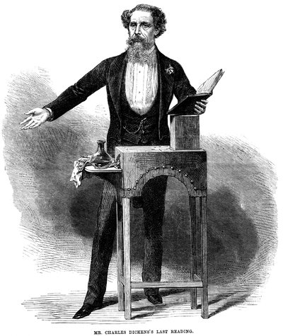 Charles Dickens 1812-1870 pitämässä viimeisen julkisen luennon St James