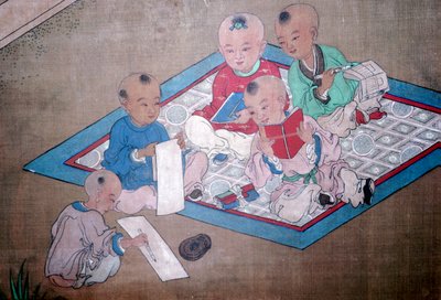 Lapset leikkimässä, japanilaista maalausta, 1700-luku tekijältä Unbekannt