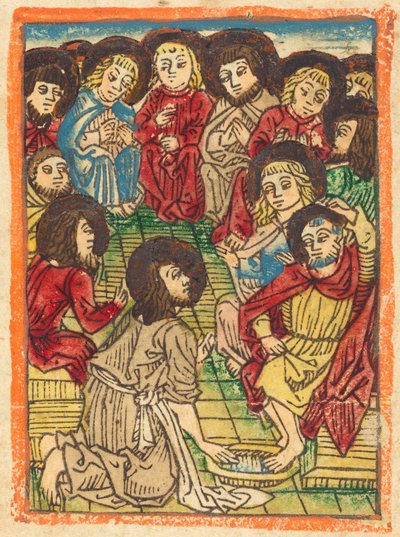 Kristus pesee apostolien jalkoja, n. 1480. tekijältä Unbekannt