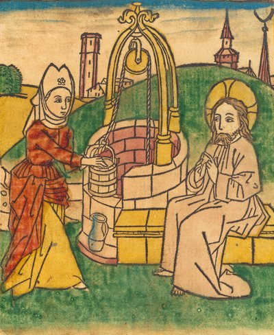 Kristus ja Samarialainen nainen, luultavasti 1485. tekijältä Unbekannt