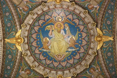 Kristus Majesteetissa ja Tetramorfissa. Notre Dame de Fourvièren basilika. Lyon tekijältä Unbekannt