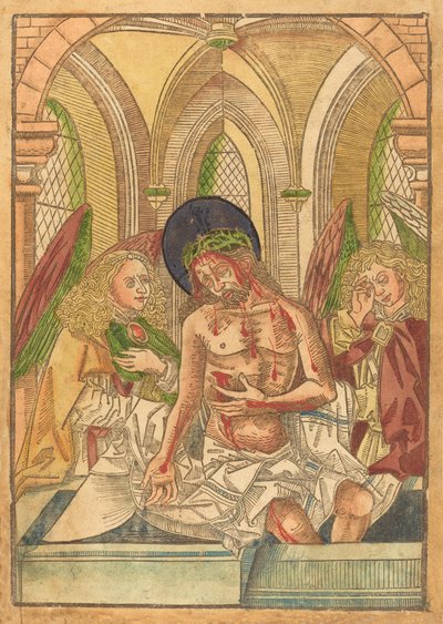 Kristus haudassa kahden enkelin kanssa, 14901500. tekijältä Unbekannt