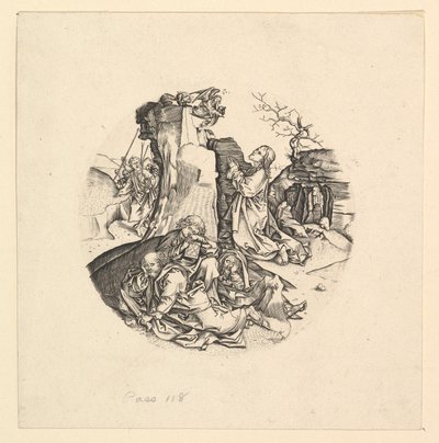 Kristus Öljymäellä kopio pyöreänä, n. 1435-1491. tekijältä Unbekannt