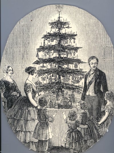Joulu kuningatar Victorian, prinssi Albertin, heidän lastensa ja kuningatar Victorian äidin kanssa vuonna 1848 f tekijältä Unbekannt