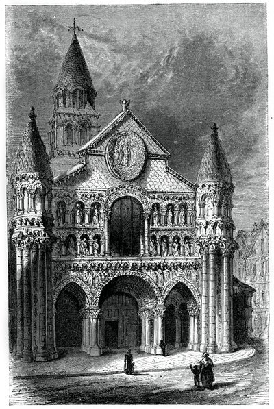 Notre Dame de la Granden kirkko, Poitiers, Ranska, 1100-luku, 1870 tekijältä Unbekannt