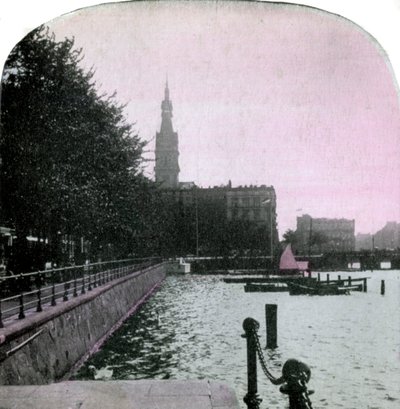 Kaupungintalo ja Alster, Hampuri, Saksa, 1800-luvun loppu tekijältä Unbekannt