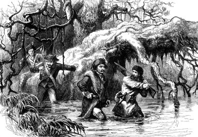 Clark ja hänen sotilainsa ylittämässä Wabashin, c1778-1779 c1880 tekijältä Unbekannt