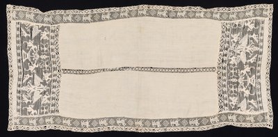 Kangas, jossa reunus kruunattuja kaksipäisiä kotkia ja erilaisia tunnuksia, lintuja..., 1800-luku. tekijältä Unbekannt