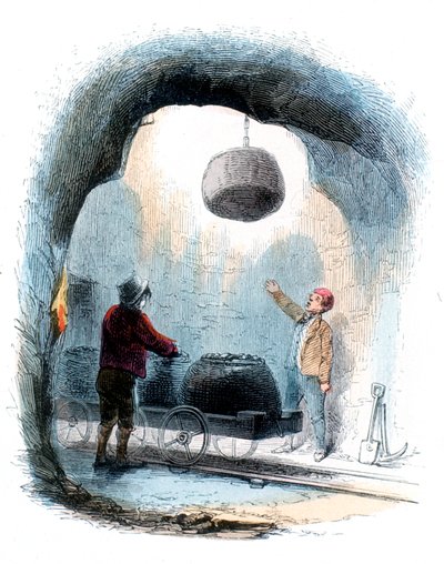 Hiilen louhinta: kivihiilen korien lähettäminen kaivoksen pinnalle, 1852 tekijältä Unbekannt