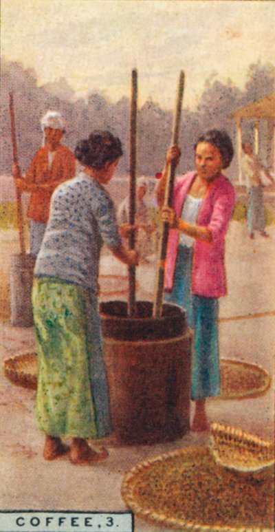 Kahvi, 3. Hulling the Beans, Java, 1928 tekijältä Unbekannt