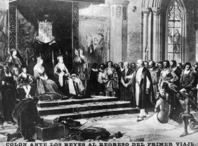 Kolumbus palaa ensimmäiseltä matkaltaan, 1400-luvulta, 1920-luvulta tekijältä Unbekannt