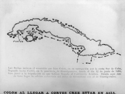 Kolumbus, kun Cortes saapui Kuubaan, 1400-luku, 1920-luku tekijältä Unbekannt