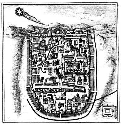 Halleyn komeetta 66 jKr. Jerusalemin yllä, 1666 tekijältä Unbekannt