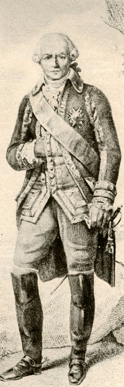 Comte de Rochambeau, esittelee ranskalaisen upseerin pukua, 1791, 1937. tekijältä Unbekannt