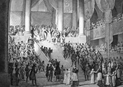 Paavi Pius VII pyhitti Napoleonin ja kruunasi Josephineen 2. joulukuuta 1804 tekijältä Unbekannt