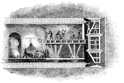 Thames-tunnelin rakentaminen, Lontoo, 1825-1843 tekijältä Unbekannt