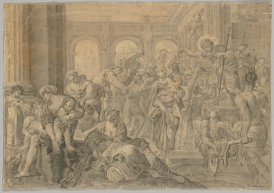 Kopio Annibale Carraccis St. Roch Giving Alms, 1595 tai sen jälkeen. tekijältä Unbekannt