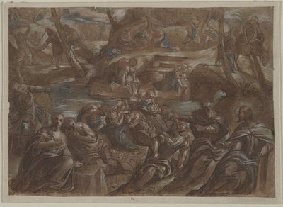 Kopio Tintorettoista Children of Israel Gathering Manna, vuoden 1594 jälkeen. tekijältä Unbekannt