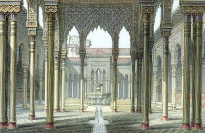 Leijonien tuomioistuin, Alhambran palatsi, Granada, Espanja, 1800-luvun loppu tekijältä Unbekannt