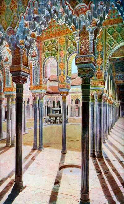 Leijonien tuomioistuin, Alhambra, Granada, Andalusia, Espanja, 1924 tekijältä Unbekannt