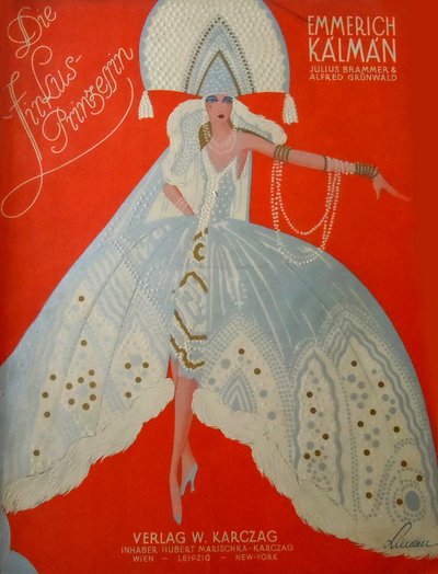 Kansi Emmerich Kalmanin Sirkusprinsessan alkuperäiselle pianolle, 1926. tekijältä Unbekannt