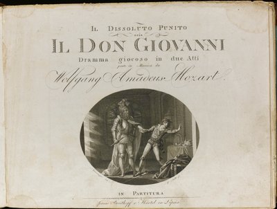 Kansi Wolfgang Amadeus Mozartin oopperan Don Giovanni partituurista, 1801. tekijältä Unbekannt