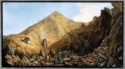 Kraatteri "pienen vuoren" kartion sisällä, Vesuvius, Napolin kuningaskunta, n. 1761 tekijältä Unbekannt