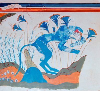 Kreetalainen fresko apinasta ja papyruksesta, 1500-1400 eKr tekijältä Unbekannt